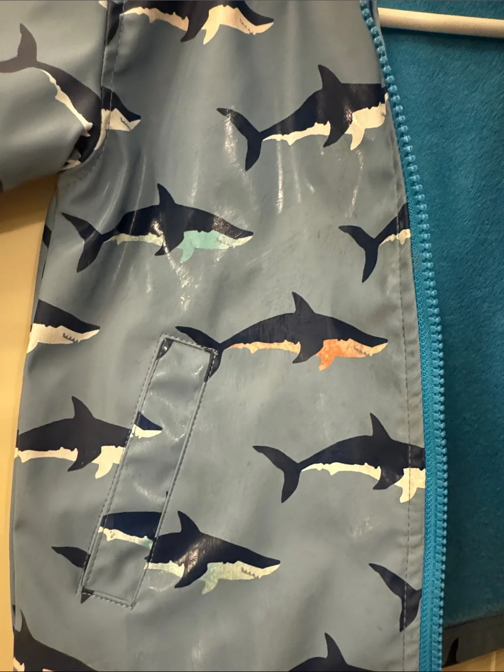 Hatley Light Blue Shark Print Hooded Raincoat for Kids